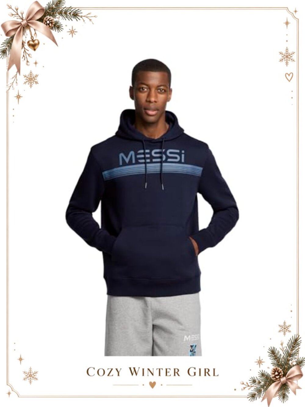 Messi Mens Lifestyle Logo Pullover Hoodie Drawstring Sweatshirt Comfort